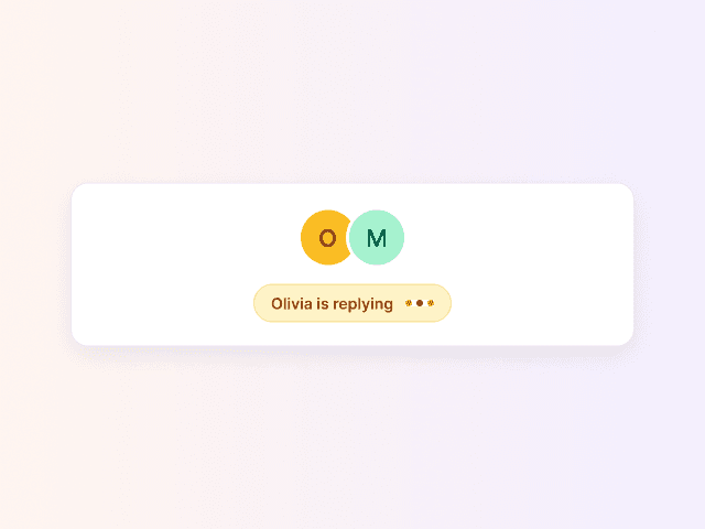 Conversation panel showing a teammate's avatar with a typing indicator and a collision badge